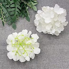 30 Pcs Silk Hydrangea Heads Artificial Flowers Heads and Stems Fake Pure White