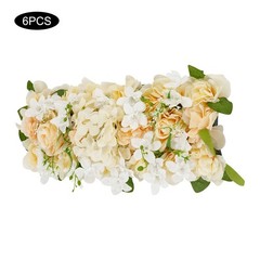 6 Pcs Champagne Artificial Flower Panels Silk Floral Wall Backdrop For Decor