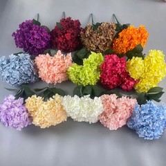 Large Size 5 Heads Artificial Flowers White Pink Hydrangea Silk DIY Wedding Brid