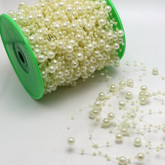 60 Meter Ivory Pearl Beaded Garland Wedding Bouquet Decoration Craft on Spool