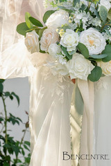 14″ White Bridal Bouquet – Rustic Vintage Wedding & Anniversary Flowers