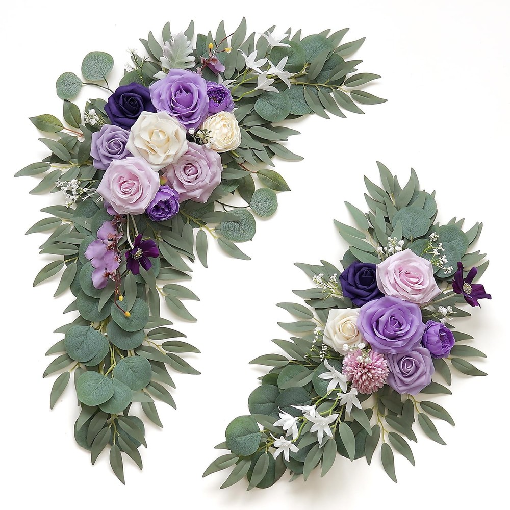 Olalaka Faux Flower Swag Set of 2 for Wedding Welcome Signs Floral Decoration…