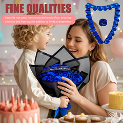 300Pcs Premade Satin Ribbon Rose Petals Half-Finished for Eternal Rose DIY Ramos