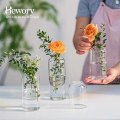 Glass Bud Vases for Flowers – Blown Modern Small Glass 4sets (12pcs) Clear