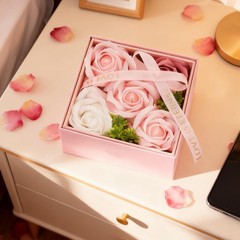 WDS WONDROUS Preserved Rose Jewelry Gift Set for set of 3, pink and silver