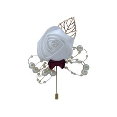 Artificial Rose Pearl Corsage Wedding Party Buttonhole Bride Groom Bridesmaid