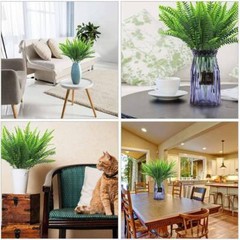 3Pcs Plastic Lifelike Artificial Fern Foliage Bush Plants Indoor Outdoor Decor