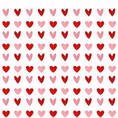 10 Pack Valentines Red Pink Heart Hanging Garland Banners Paper Heart Red＆pink