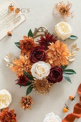 Ling’s Moment Silk Artificial Flowers Dahlia Brunt Orange Terracotta Flowers