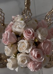 10pcs Golden Wedding Centerpieces with Realistic Roses Flowers for Weddings
