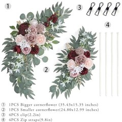 Wedding Arch – Artificial Flowers (Pack of 2) Burgundy & Dusty Rose & Blush