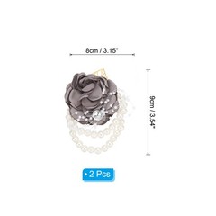 2 Pcs Rose Bridesmaid Wrist Flower Artificial Bride Wrist Grey