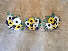 Purple Yellow Daisy Bridal Bouquet Sunflower Sola Wood Bridesmaid Wedding Flower