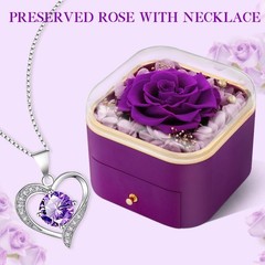 Beferr Birthday Gifts for Women Preserved Real Rose with 16 cm, A Purple