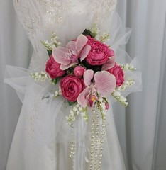 Pretty Ballerina Rose and Orchid Faux Silk Wedding Bouquet