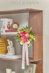 2 Pcs Mini Spring Floral Candle Rings Wreaths for Fuchsia Pink & Yellow