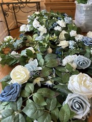 Ling’s Moment Artificial Floral Decor – Dusty Blue & Cream – Set of 10