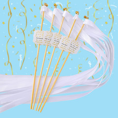 100 Pcs Wedding Wands Streamers with Bells Set, 50 White Wedding Send off Ribbon