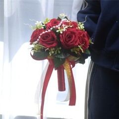Delicate Handheld Silk Rose Bouquet Realistic Flower Wedding Photography Props