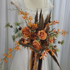 Antlers and Autumn Boho Faux Silk Wedding Bouquet