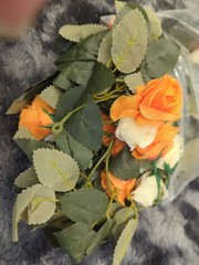 3 Silk – 5 ft Artificial Peach n White Rose Vine Flowers NEW