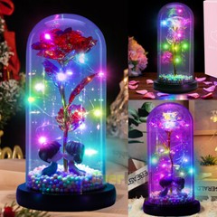 LED Eternal Galaxy Rose in Glass Enchanted Forever Flower Thanksgiving Xmas Gift