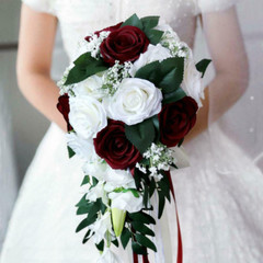 Wedding Bride Bouquet Hand Tied Flower Decor Holiday Supply Realistic Bouquet