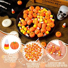 Wettarn 120 Pcs Fake Candy Corn Pumpkin Fall Resin Mini Orange