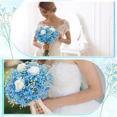 24 Pcs Fake Baby Breath Artificial Flowers 20.5 Inch Real Touch Gypsophila Blue