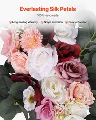 Artificial Wedding Arch Flowers Kit Pink With 2 Pcs Flowers 2 Pcs Drapes