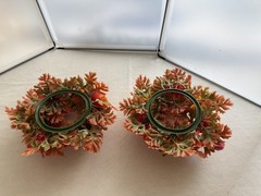 2 Pcs Spring Floral Candle Rings Wreaths for Pillars Home Table Window Deco