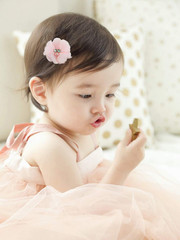 40 Pcs Chiffon Flower Hair Clips 2″ with Rhinestones Pearls Kids Hair Bows