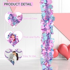 33Ft Valentines Heart Tinsel 33 Ft – Valentine’s Pink Blue, Pink+blue