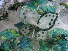 New Stunning Handmade Iridescent Peacock Teal and white Bridal Bouquet