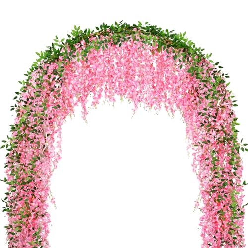150 Branches Wisteria Hanging Flowers,10Pcs Total 60ft Pink Wisteria Pink-10pcs