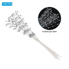 100 Pcs 4mm Pearl String Bouquet Pearl Stick Stems Bouquet Garland Spray, Silver