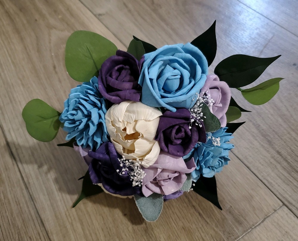6″ Purple Blue Sola Wood Prom Bouquet Flower Girl Wedding Bridesmaid Centerpiece