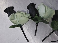 Wedding Bouquet Set, Black, Green Flower Package, 11 Pieces