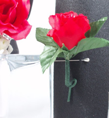Prom Wrist Corsage & Boutonniere Artificial Red and White Flower Diamond