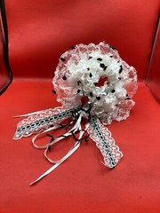 Bridal & Flower Girl Bouquets, Boutonnieres, Black and White with Red Roses