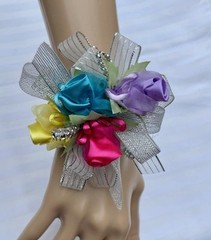 Rainbow Wrist Corsage & Boutonniere Prom Dance Wedding Flowers