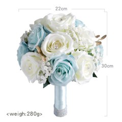 Bridal Bouquet Holding Crystal Silk Artificial Rose Flowers Wedding Luxury Decor