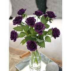 12 Stems Artificial Flowers Real Touch Silk Roses for Mysterious Purple