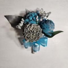 Turquoise Royal Blue Silver Sola Wood Flower Bridal Wedding Bouquet Accessories