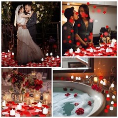 6000 Pcs Artificial Rose Petals with 72 Pcs White with Red Series Petal