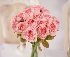Rose Artificial Flower 12pcs Realistic Faux Silk Roses Fake A 12pcs Pink Rose