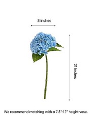4pcs 2″ Faux Blue Hydrangeas Artificial Flowers, Real Touch 1 Light Blue 4pcs