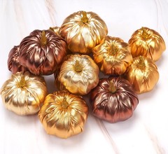 Lamris Pumpkin Decorations 2.7 x 2.1 inches, x 2.55 Gold Fall