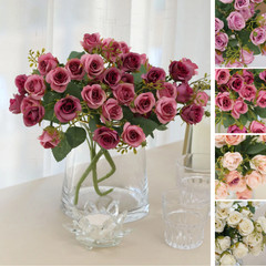 2 Bouquets 12 in Artificial FLOWERS Faux Open Roses Floral Bushes Party Events