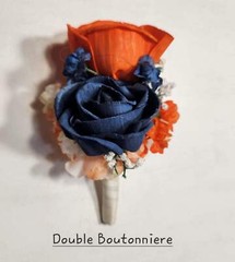 Orange Navy Blue Ivory Rose Calla Lily Sola Wood Bridal Wedding Bouquet Accessor
